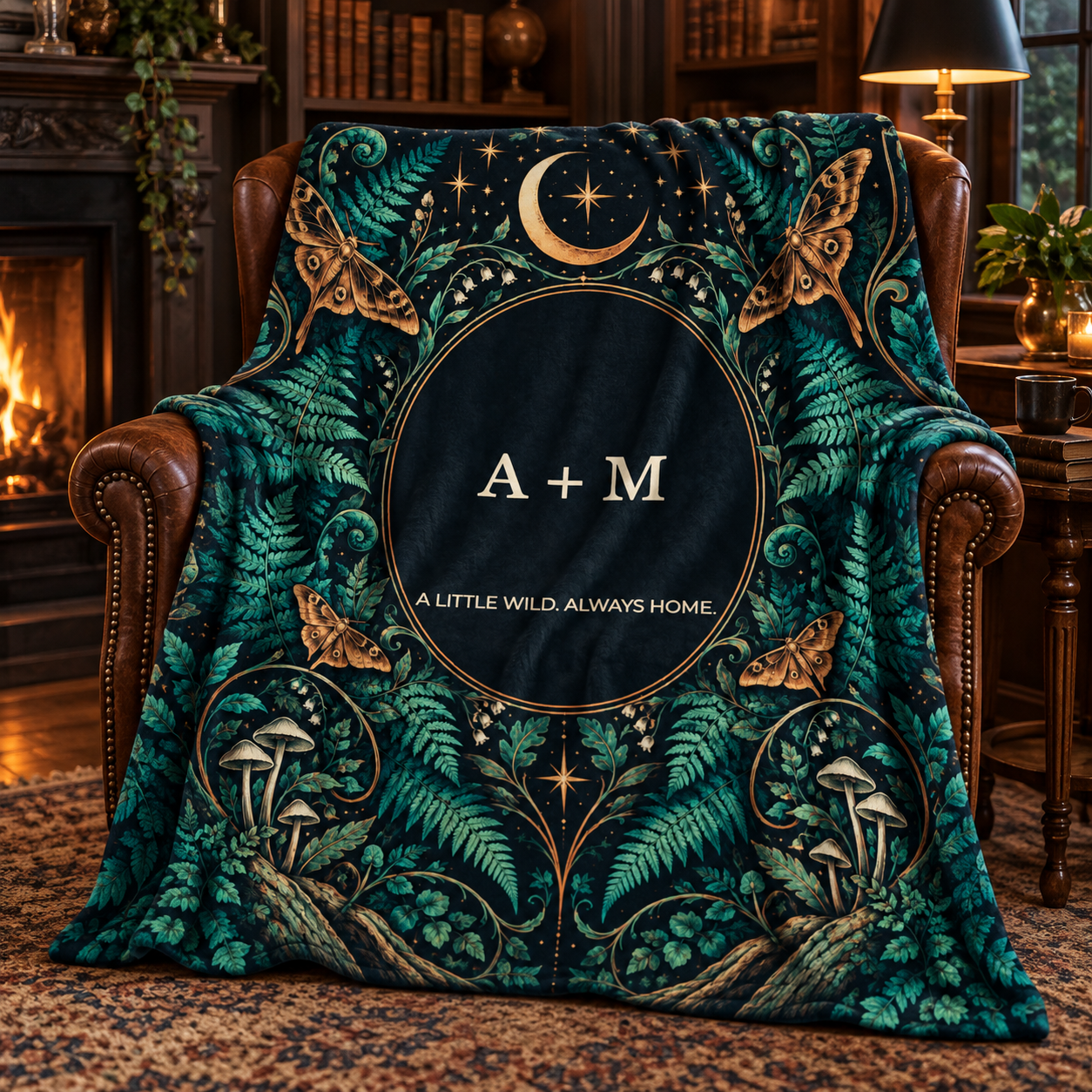 Forest Afterglow · Personalized Woodland Throw · 60 × 50 in