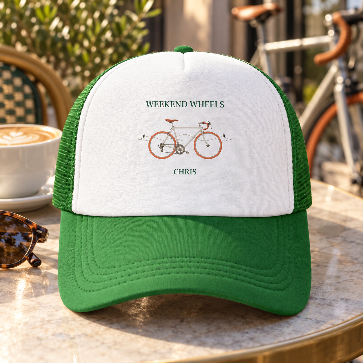 Weekend Wheels · Personalized Cycling Cap · Green · One size