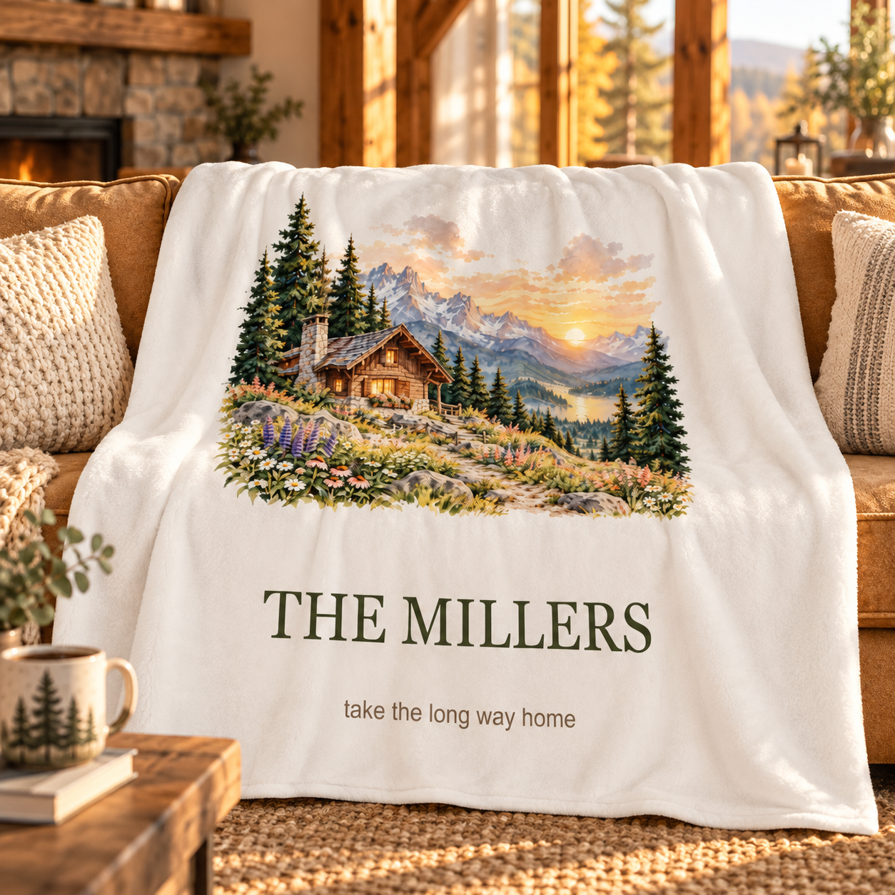 Pine & Peace · Personalized Cabin Blanket · 60 × 50 in · US
