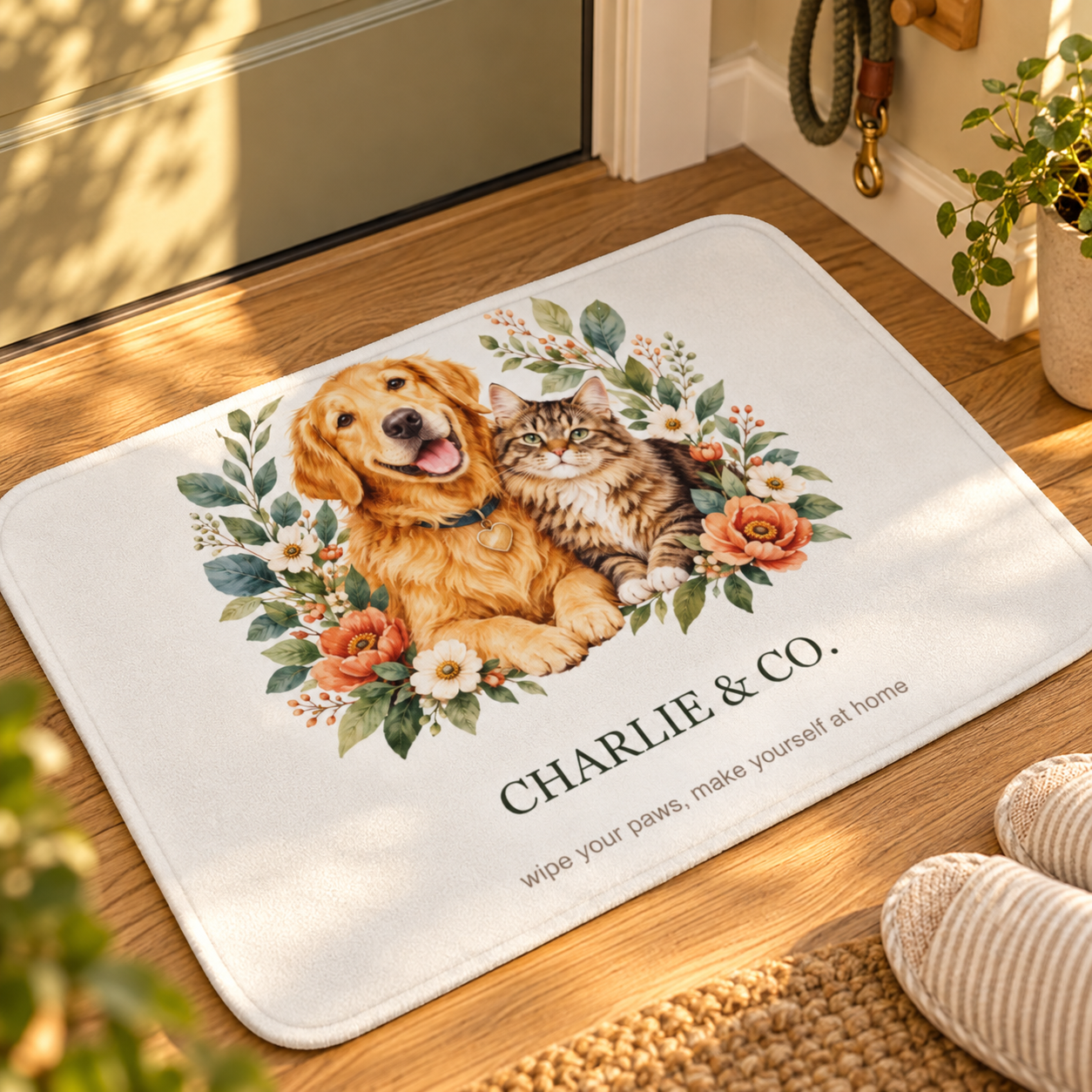 Paws Welcome · Personalized Pet Family Mat · 50 × 80 cm · US