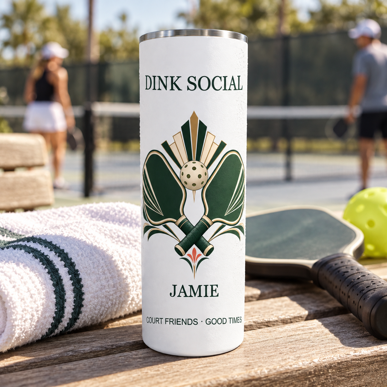 Dink Social · Personalized Pickleball Tumbler · 20 oz · Skinny tumbler