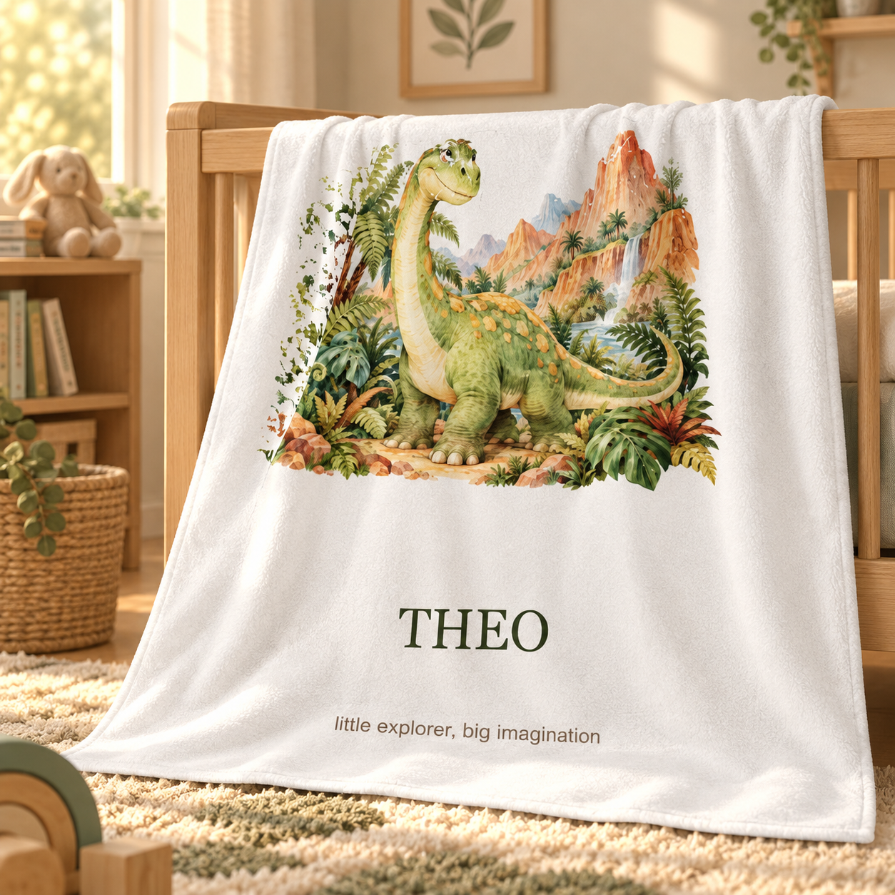 Tiny Roars, Big Dreams · Personalized Dinosaur Blanket · 60 × 50 in · US