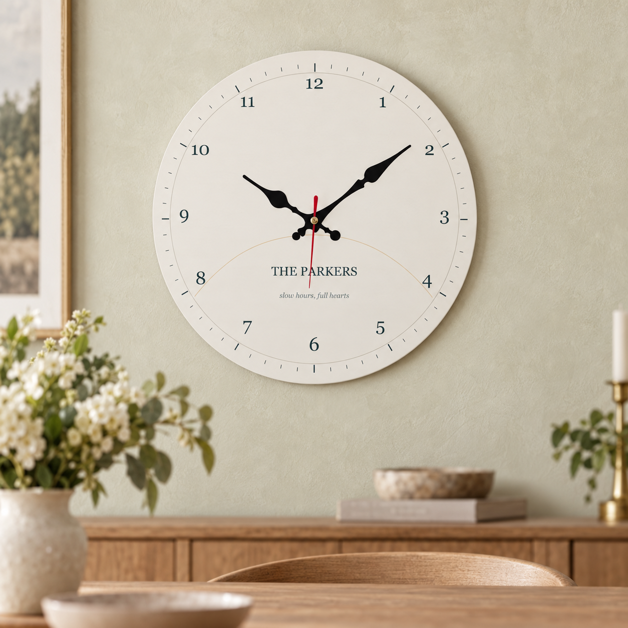 Slow Hours · Personalized Family Wall Clock · 11.8in/30 cm