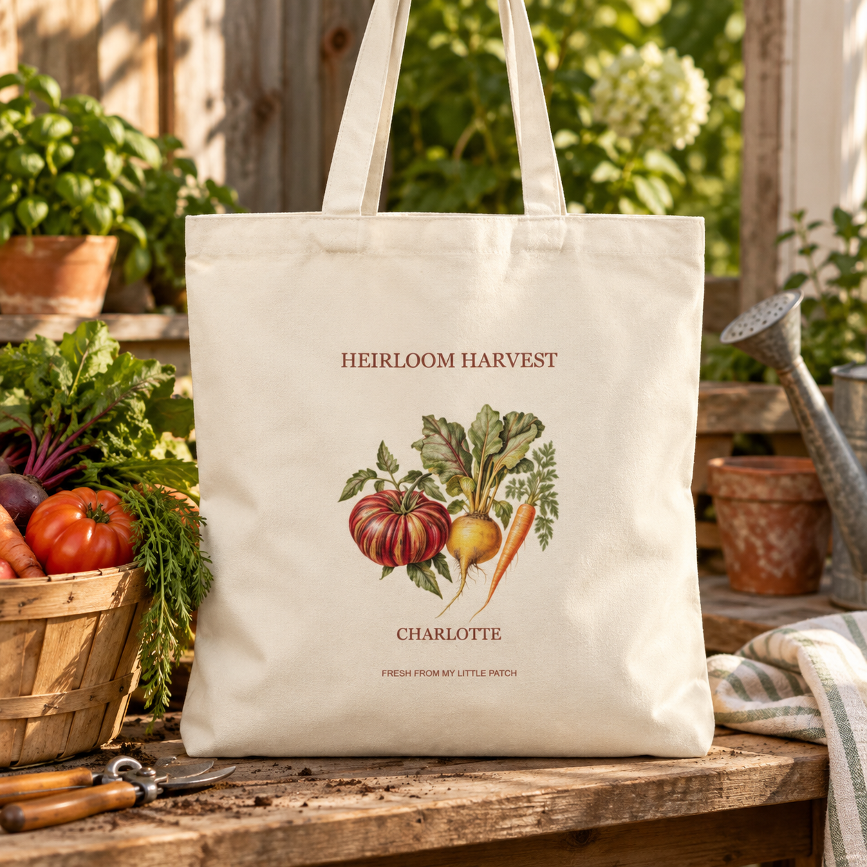 Heirloom Harvest · Personalized Garden Tote · Cream · One size