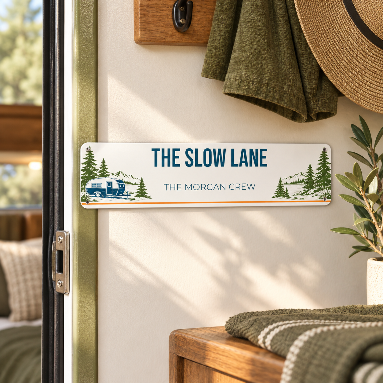 The Slow Lane · Personalized Camper Sign · 4 × 16 in