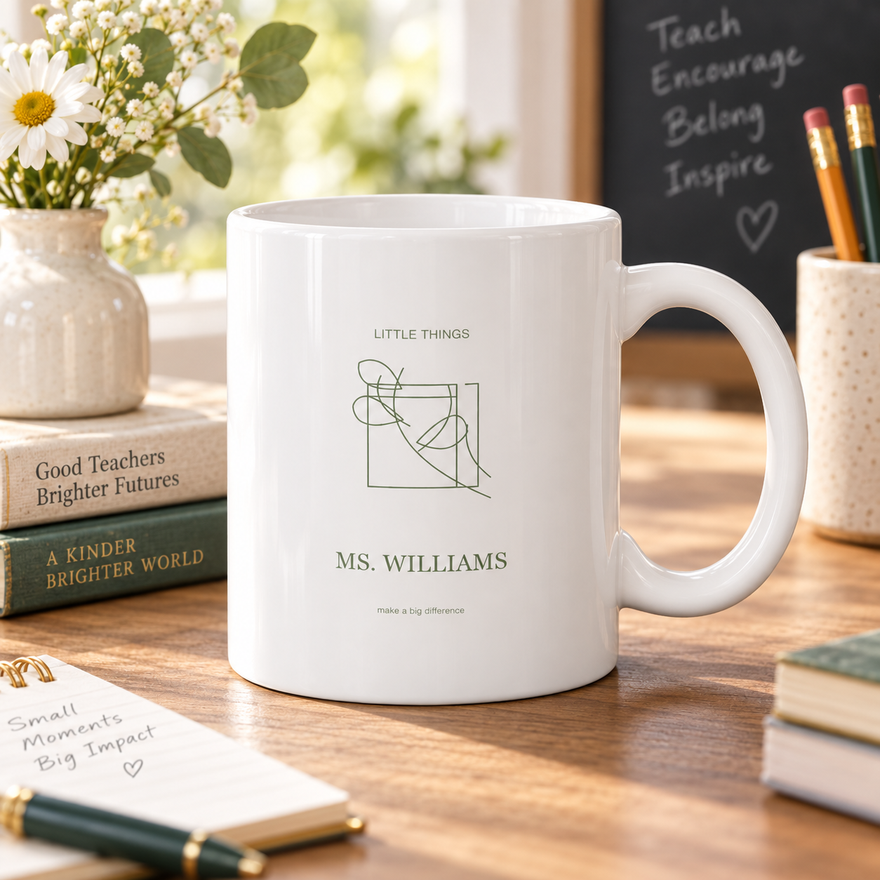 Little Things, Big Impact · Personalized Teacher Mug · White · 330 ml · sample design