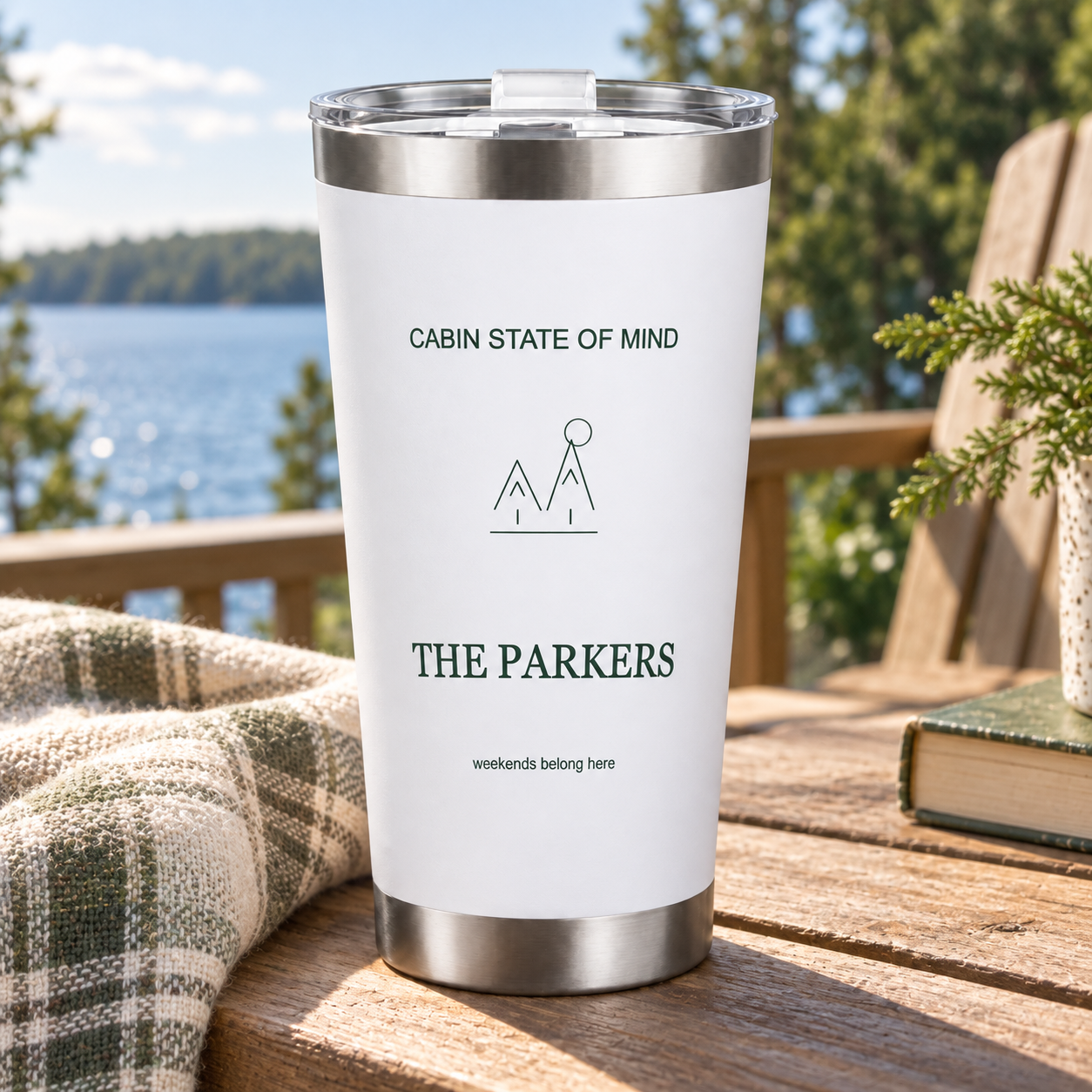 Cabin State of Mind · Personalized Travel Tumbler · 20 oz · Double silver rim · sample design