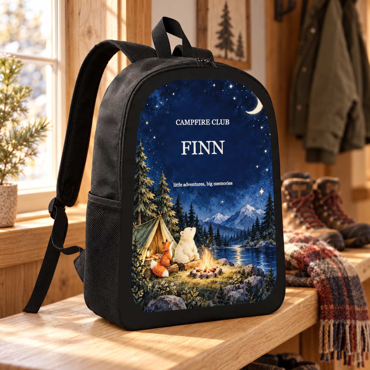 Campfire Club · Personalized Adventure Backpack · Black · One size