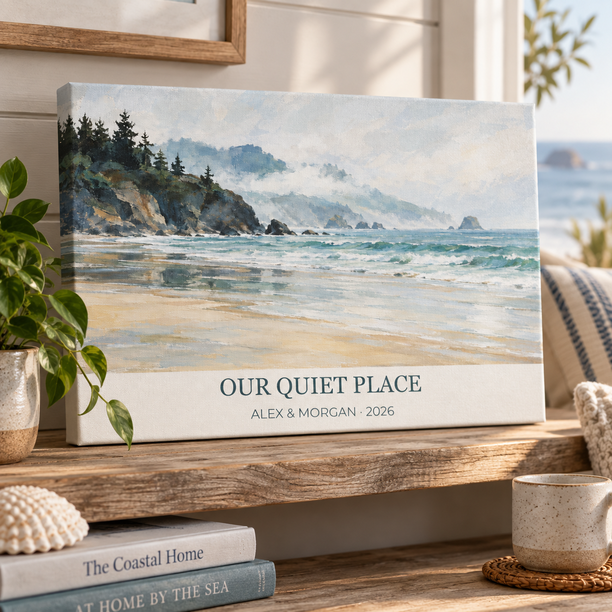 Tide & Timber · Personalized Coastal Canvas · 8 × 12 in