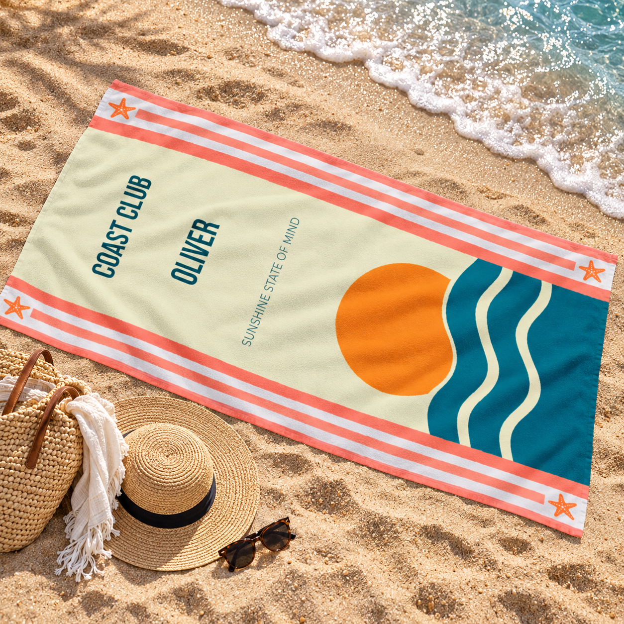 Coast Club · Personalized Retro Bath Towel · One size