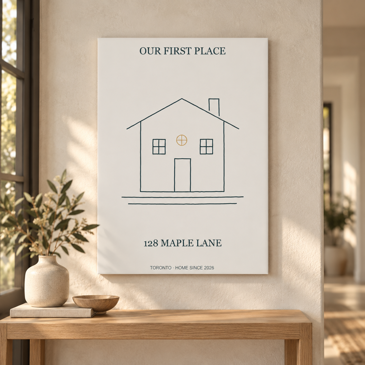 Our First Place · Personalized New Home Canvas · 8 in × 12 in