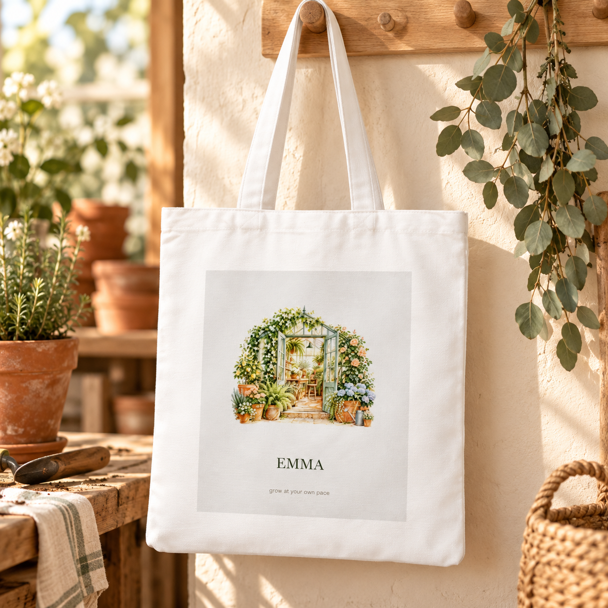 Greenhouse Days · Personalized Botanical Tote · Canvas tote · US