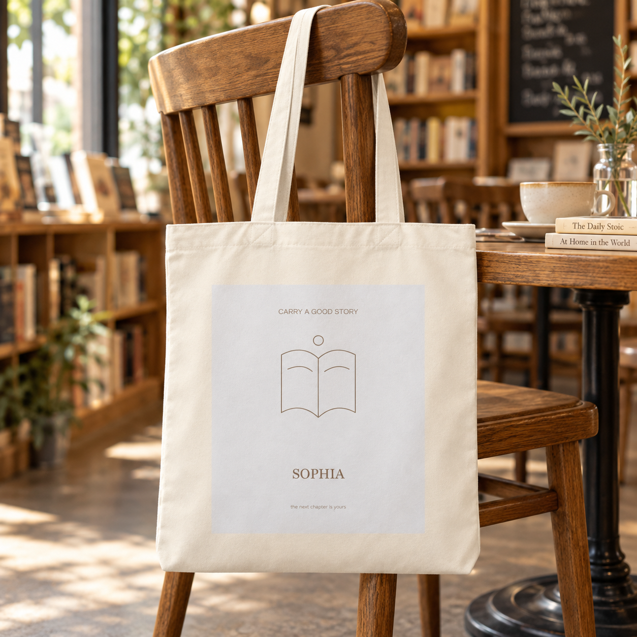 Carry A Good Story · Personalized Book Tote · Standard · sample design
