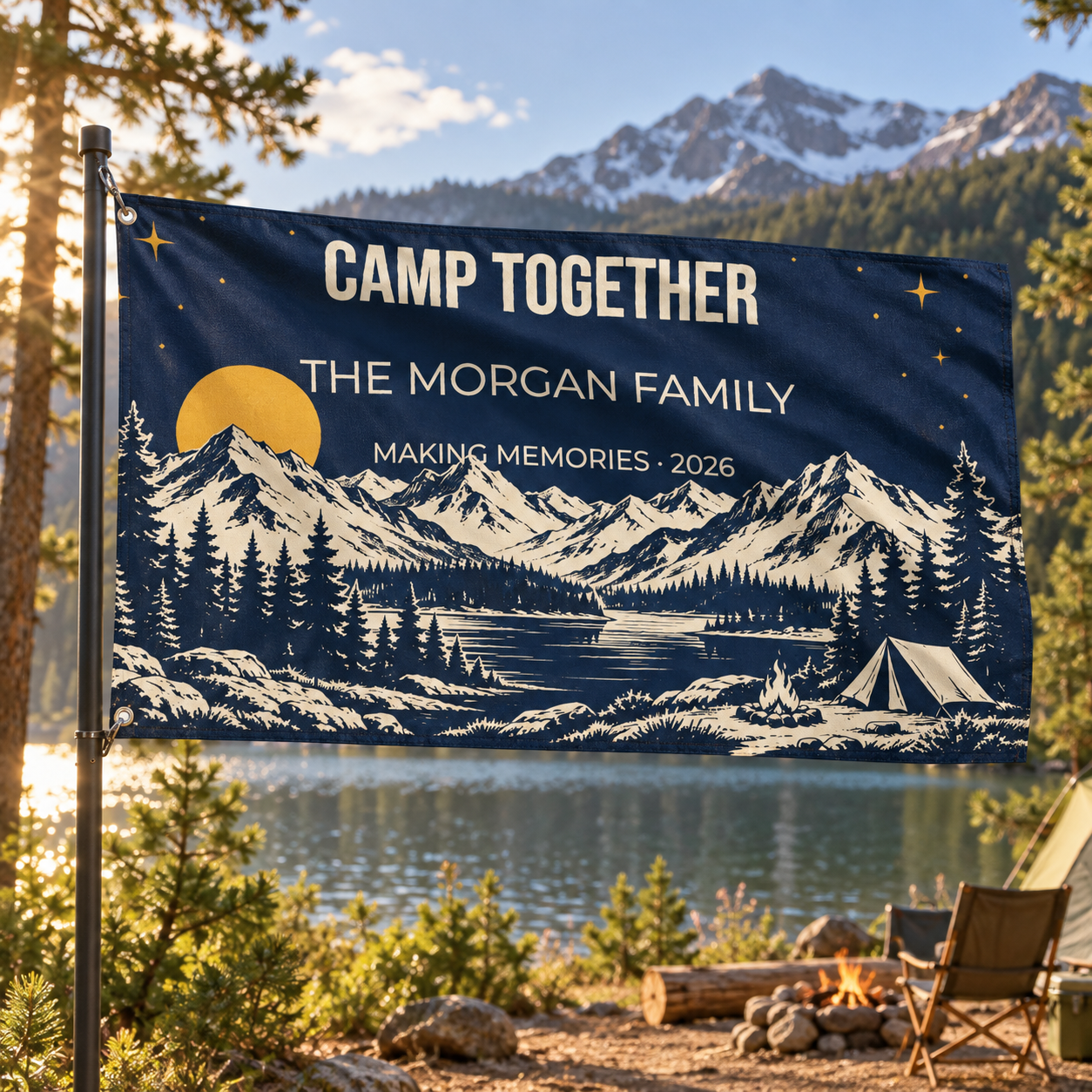 Camp Together · Personalized Family Camp Flag · 3 × 5 ft