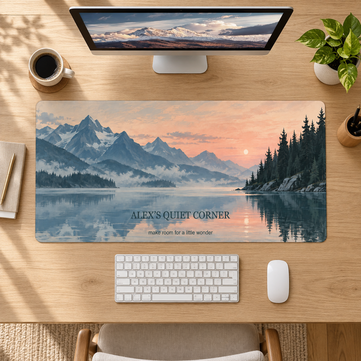 Northern Stillness · Personalized Landscape Desk Mat · 90 × 40 cm